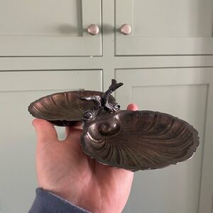 Vintage Double Shell Dish with Fish Accent